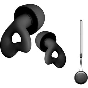 3 x Ear Plugs for Sleeping Noise Cancelling Sleep Earplugs Reusable Silicone Hearing Protection Earplug, 45dB Noise Reduction, 4 Sized Earplug with Case, Apply to Live Events, Musicians, Sports(Black)