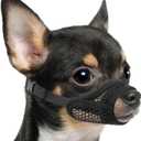 Mayerzon Mesh Muzzle for Short Snout and Small Medium Dogs Anti-Biting, Focus on Brachycephalic Dogs like Chihuahua Pomeranian, Breathable Fabric, Opening Front, Allow Panting, for Grooming Vet Visits (XXS [Snout Cir: 4-4.75"], Black)