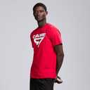 GAME 7 Men's Short Sleeve Lightweight Graphic Logo Crew Neck Cotton T-Shirt (Red, M)