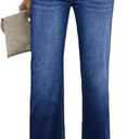 Womens Wide Leg Jeans High Waisted Straight Leg Stretchy Baggy Trendy Casual Denim Pants with Pockets (L)