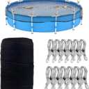 18ft Durable Round Pool Covers for Above Ground Pool, Pool Leaf Net Cover with 12 Large Metal Clips, Ideal Leaf Net for 18FT Round Pools (Black)