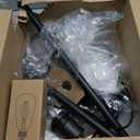 Industrial Floor Lamp with Glass Shade - Black, LED Bulbs, Foot Pedal Switch, Easy Assembly