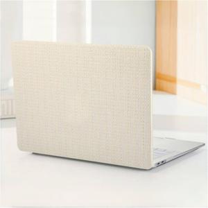 Compatible with MacBook Air 13 inch Case 2026 M5 2022-2025 M4/M3/M2 A3449 A3240 A3113 A2681, Woven Fabric Knit Texture PU Leather Hard shell with Logo Cutout & Keyboard Cover for Mac 13.6 Case, Beige