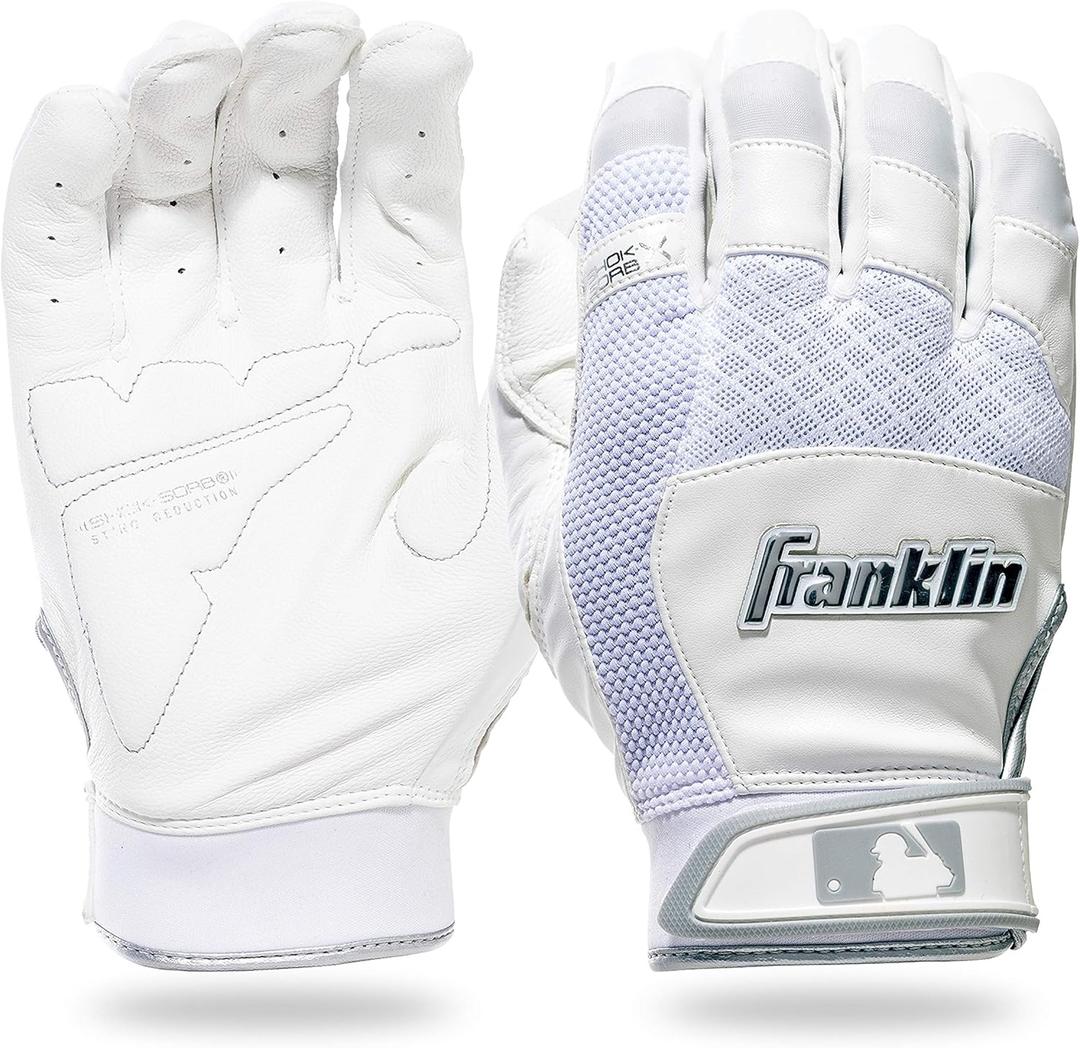 Franklin Sports MLB Baseball Batting Gloves - Shok-Sorb X Batting Gloves for Baseball + Softball - Adult Padded Non-Sting Batting Glove Pairs, Size: Adult X-Large