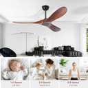 heimo 52 Inch Ceiling Fan No Light, Wood Indoor Outdoor Ceiling Fans Without Lights for Patios Bedroom Living Room Modern Propeller Exterior 3 Blade Wooden Fan with Remote Control(Walnut)