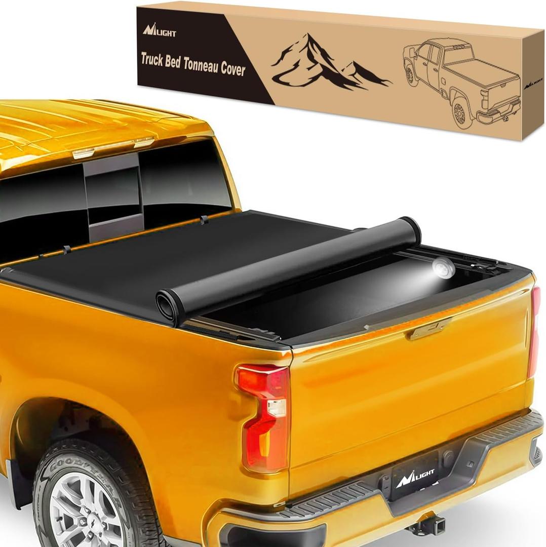 Nilight Soft Roll Up Truck Bed Tonneau Cover for Ram 1500 2009-2018 5.7ft