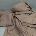 JIYUAN Super Queen Duvet Cover Set, 3-Piece - 100% Washed Cotton, Linen-Like Soft & Breathable with Zipper Closure, Includes 90x98 Inch Cover & 2 Pillowcases, Solid Light Brown