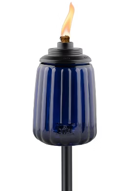TIKI 65" Twilight Box Steel/Glass Outdoor Torch Blue