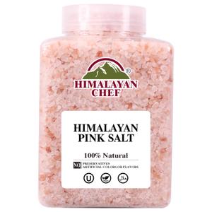 Himalayan Chef Pink Himalayan Salt Coarse Grain, 5 lbs Plastic Jar - Pure, Natural, Kosher, Mineral-Rich, Ideal for Grinder Refills, Cooking, Seasoning (EXP 02/01/31)