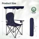 HIGH POINT SPORTS Camping Chairs with Shade, Foldable Canopy Chair, Folding Camping Shade Chair for Outdoor, Camping, Patio, Support 350 LBS, Navy