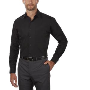 Van Heusen Men's Dress Shirt Regular Fit Poplin Solid (18" Neck 32"-33" Sleeve, Black)