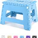 Dyforce Folding Step Stool 9", Kids Step Stool, Heavy Duty Step Stools for Adults, Compact Foot Stools, Light-Weight Toddler Step Stools for Kitchen, Bathroom, Holds Up to 300 lbs (Blue)