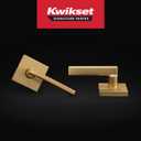 Kwikset Halifax Slim Square Passage Door Lever, Modern Interior Hallway and Closet Door Handle, Non-Locking Reversible Leverset, Satin Brass Finish