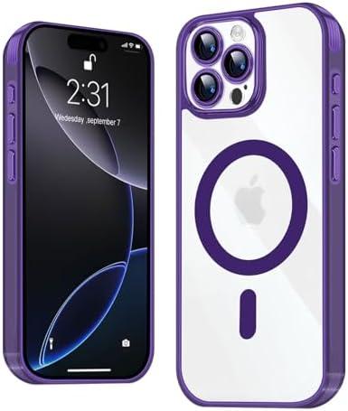 Ankceed for iPhone 16 Pro Max Case, Compatible with MagSafe, [Military-Grade Protection][Full Camera Protection] PC Back, Slim/Thin, Anti-Scratch Shockproof Protective Cover 6.9 Inch, Purple, Set Of 2