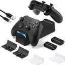 Dual Dock Charging Station Compatible with Xbox Series X/S, Xbox One/One X/One S Controllers, Efficient Xbox Controller Charger with 2 * 1100mah Rechargeable Controller Battery Packs, Black