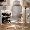 ELABEST X100 Ergonomic Office Chair with Footrest, Big and Tall Home Desk Chair with 5D Flip-Up Arms, Adjustable 3D Lumbar Support,High Back Rolling Computer Chair, Swivel Mesh Chairs (Foggy Morning), Large