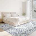 8x10 Area Rugs for Living Room: Washable Rug Vintage Large Rugs Soft Non Slip Low Pile Rug Floral Distressed Floor Carpet for Bedroom Kitchen Nursery Dining Room Home Office (Blue, 8'x10')