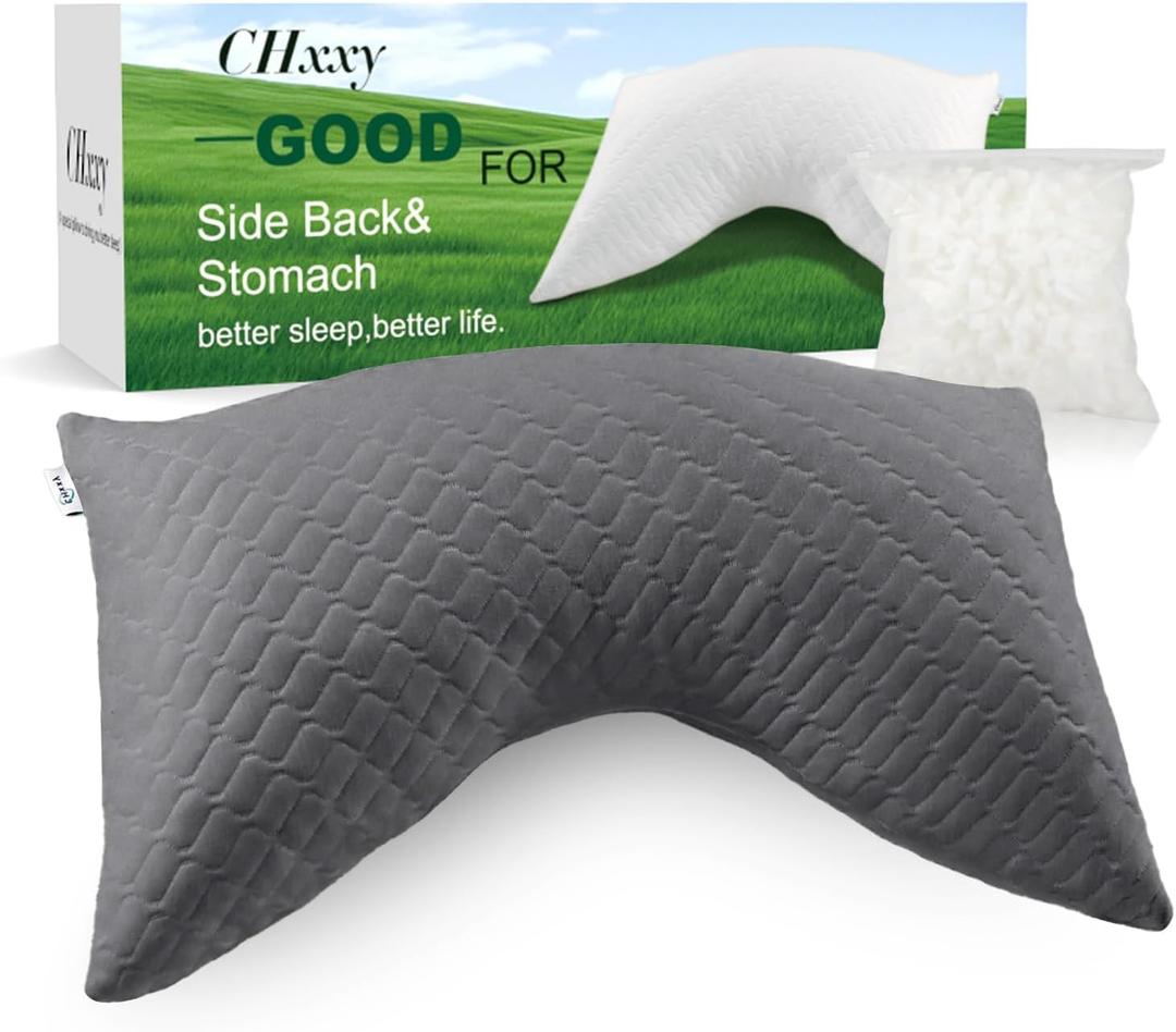 Side Sleeper Pillow for Neck and Shoulder Reilef, Ergonomic Design Medium Firm Pillow, Queen Size Bed Pillows for Sleeping, Cross Cut Memory Foam Pillows for Back, Stomach and Side Sleepers (Queen (Pack of 1), Grey)