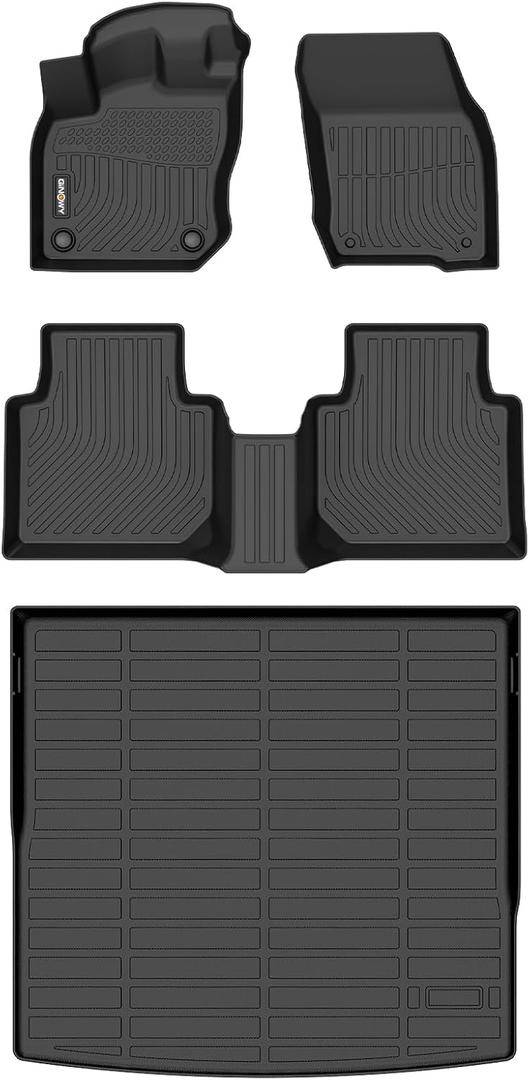 GINOWY-Floor Mats & Cargo Liner for Volkswagen Tiguan 2025 2026 2027, TPE All Weather for VW Tiguan Floor Mats, Waterproof Non-Slip Trunk Mat Floor Liners Accessories Black