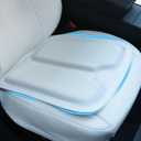 Car Seat Cushion White Premium Memory Foam Driver Seat Cushion to Improve Driving View Nappa Leather Bottom Seat Cover Anti-Slip Pad Cushion (1 Piece/White)