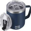 WETOWETO 14 oz Coffee Mug, Vacuum Insulated Camping Mug with Lid, Double Wall Stainless Steel Travel Tumbler Cup, Thermal Coffee Mug, Powder Coated Navy Blue