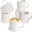 Foraineam Set of 6 Porcelain Mugs 15 Ounces White Coffee Mugs Set Ceramic Drinking Cups for Coffee, Tea, Juice, Cocoa