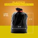 Plastico Large Trash Bags - 30 Gallon, Black, 28 Garbage Bags, Extra Strong, Easy Drawstrings - Odor Guard Control, Unscented, 1.2 Mil Thick Plastic