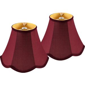 GOSO 8" Scalloped Lamp Shades Set of 2 Small Mini, 4"8" 6.4" Spider Burgudy Red Victorian Lampshade for Table Lamps,Wall Lamp Bell Lamp Shade Repalcement, Faux Silk Lampshades Art Deco & Modern