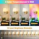 Battery Operated Wall Sconces set of Two,Wireless Wall Sconces with 10000mAh Dimmable Bulb and Remote,LED 15 Colors Rechargeable Gold Wall Sconce with Fabric for Bedroom Living Room Hallway Wall Decor (2 Pack)