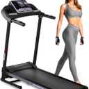 SereneLife Treadmill with Incline & Handle Bars | Compact Portable Walking Pad & Treadmill for Home/Apartment | Wide Running Belt 40" x 16" | Includes Workout Trainer Program with Bluetooth App