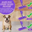 HOMTOYOU Spray Mops for Floor Cleaning: Wet Mop for Hardwood Tile Wood Laminate Vinyl - 3 Washable Microfiber Pads for Swiffer Powermop - Absorbs Pet Hair Dust (Purple)