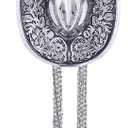 GelConnie Western Bolo Tie for Men Women Rhinestone Bolo Tie Album Tour Inspired Sparkly Neck Ties for Wedding & Concert (Cowboy Hat-silver)