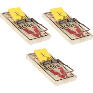 Victor M205 Snap Pack of 3 - Large Rat Traps - Original Wooden Victor Snaps, World's No.1, Trusted for Over 115 Years, Quick & Effective Results
