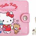 NSRAOIM Cute Small Wallet for Women and Girls, Kawaii Leather Slim Purse Bifold Card Holder Coin Pocket and ID Window, 2Pcs Set