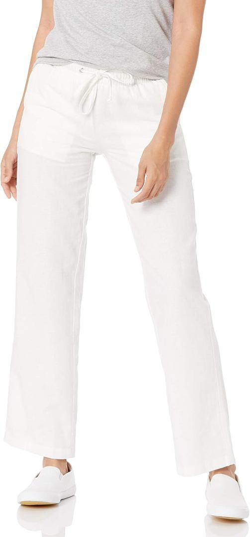 Amazon Essentials Women's Pull On Linen Blend Drawstring Relaxed Fit Wide Leg Pant, XL