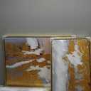 Hand Painted Abstract Canvas Wall Art for Living Room,Large Framed Gold Oil Painting For Bedroom, 3 pcs Wall Painting for Office Wall Dcor 24" x 64"