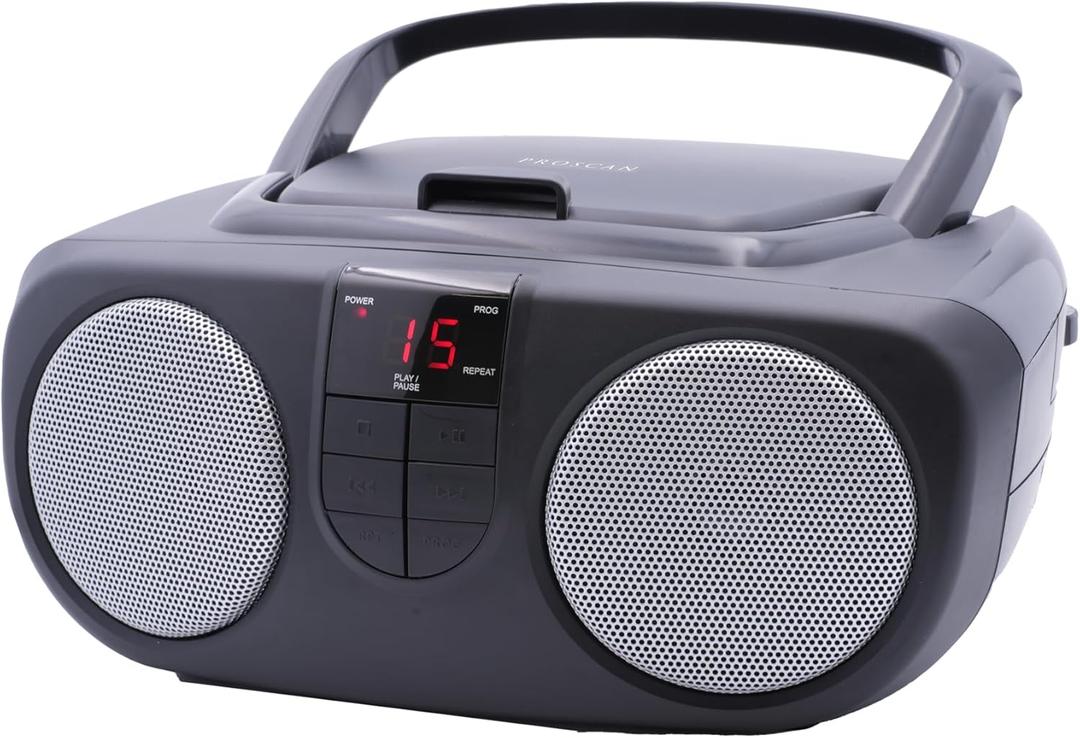 PROSCAN ELITE Portable AM/FM Radio With CD Player (BLACK) - Retro Boombox Speaker, CD Player, AM/FM Radio, AUX Audio Device Player For Home & Travel