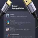 UGREEN USB-C 3.0 Cable 5Gbps Data Transfer Type C Cable Fast Charging Nylon Braided Cord for Android Auto/iPhone 16/Galaxy S21 S20 A53 A71/iPad Mini 6/Switch/PS5 Controller, 6.6FT