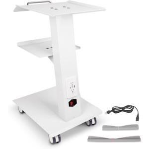 La/b Trolley with Built-In Power Outlet - 3-Tier Cart with 360° Silent Swivel Wheels & Brakes, 298lbs Weight Capacity for La/b, Home, Bea/uty & Salon