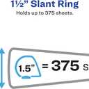 Avery Heavy-Duty View 3 Ring Binder, 1.5" One Touch Slant Rings, Holds 8.5" x 11" Paper, 1 Black Binder (05400)