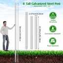 Yaocom Round Street Sign Post 8' Tall Real Estate Sign Post for Outside Breakaway Steel Galvanized Pipe for Garden Yard Street Parking, 2 3/8'' OD, Pack of 1, Large Signage