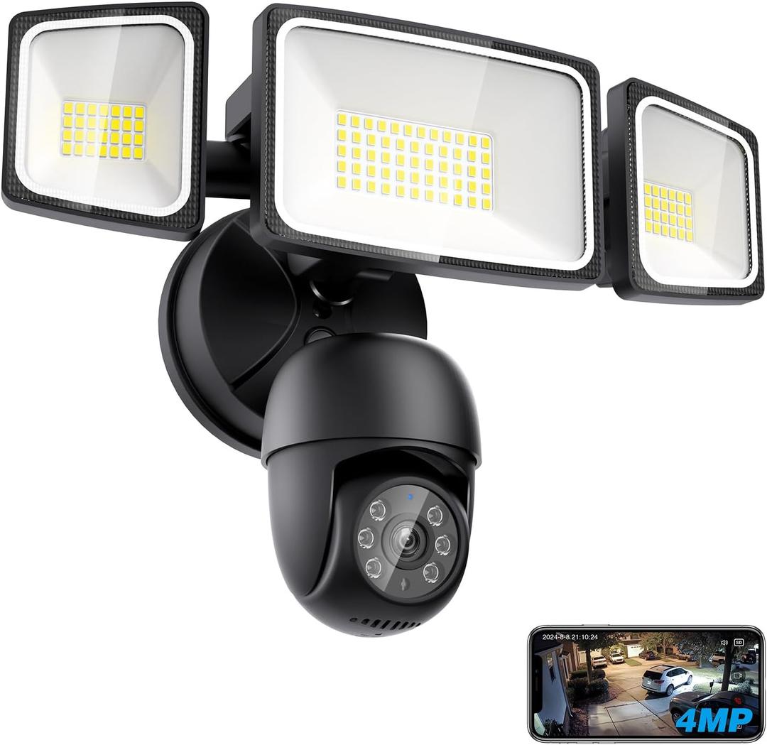 Onforu Floodlight Camera Outdoor, 2K HD Security Flood Light Cam Wired, 360 Coverage AI Detection & Auto Tracking, 55W 5500LM Motion-Activated Flood Lighting Camera, Color Night Vision, 2-Way Audio (Black)