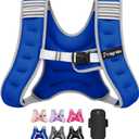 Fragraim Weighted Vest for Women Men - 8lb/10lb/12lb/16lb/22lb/25lb/30lb Weight Vest with Reflective Stripe, Detachable Phone Pouch, Ideal for Walking, Strength Training, Running, Workout, Cardio (Blue)