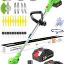 Cordless Weed Wacker, 21V Battery Powered Weed Eater, 2 Batteries & Charger | Electric Grass Trimmer, 5 Types Metal/Plastic Blades, Lightweight 3-in-1 Weed Trimmer, Brush Cutter, Edger for Lawn Garden