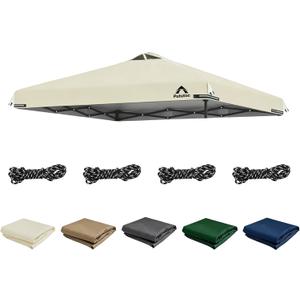 10x10ft Canopy Replacement Top Cover with Air Vent, UV Protected & Waterproof Pop-up Canopy Roof, Adjustable Elastic Straps for Outdoor Patio Garden Sun Shade Tent (Frame not Include) (Beige)