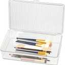 ZEXALOR Clear Plastic Storage Bin with Lid, Organizer for Pantry, Office, Bathroom, Kitchen, Snack, Tea Bag, Coffee Container (Small)