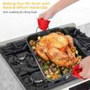 Nonstick Roasting Pan with Rack, 14.5x11.4’’ Baking Pan for Oven with Rack & Silicon Hand Clip, Heavy Duty Dishwasher Safe Rectangular Lasagna Pan with Handle for Turkey Chicken, Dark Grey