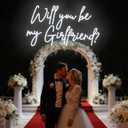 Will You Be My Girlfriend? Neon Light Sign 23inches Custom Personalized LED Neon Signs for Engagement Party Home Wall Decor Valentine, Engagement, Proposal Party Backdrop Décor, Birthday Gifts -White