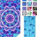 TwoYek Microfiber Sand Free Beach Towel Thin Quick Dry Super Absorbent Oversized Large Lightweight Towels for Travel Sports Pool Swimming Bath Camping Yoga Girls Women Adults (71 x 32 Inches, Blue Mandala Boho)
