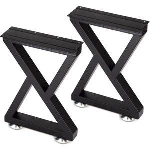 Taelakeni 16 Inch Metal Bench Coffee Table Legs, Set of 2, Black (Double Triangle)